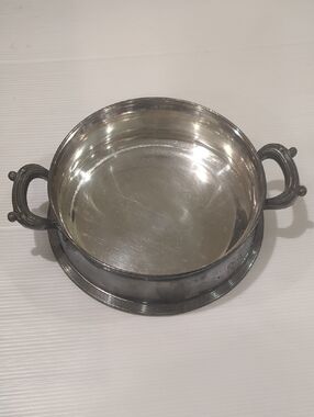 Antique Silver Double-Handled Serving Bowl